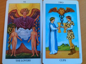 The Lovers and the 2 of Cups from the Radiant Rider-Waite Tarot
